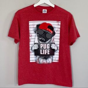 Pug Life Youth Large or Adult Small Red Tee
